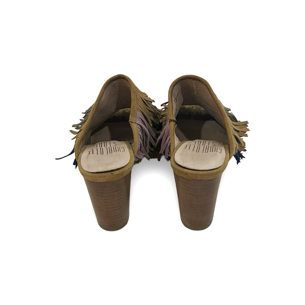 Charlotte Stone Morley Suede Fringe Mule Sandals Size 6 Multicolor Fringed Slide - Picture 4 of 7
